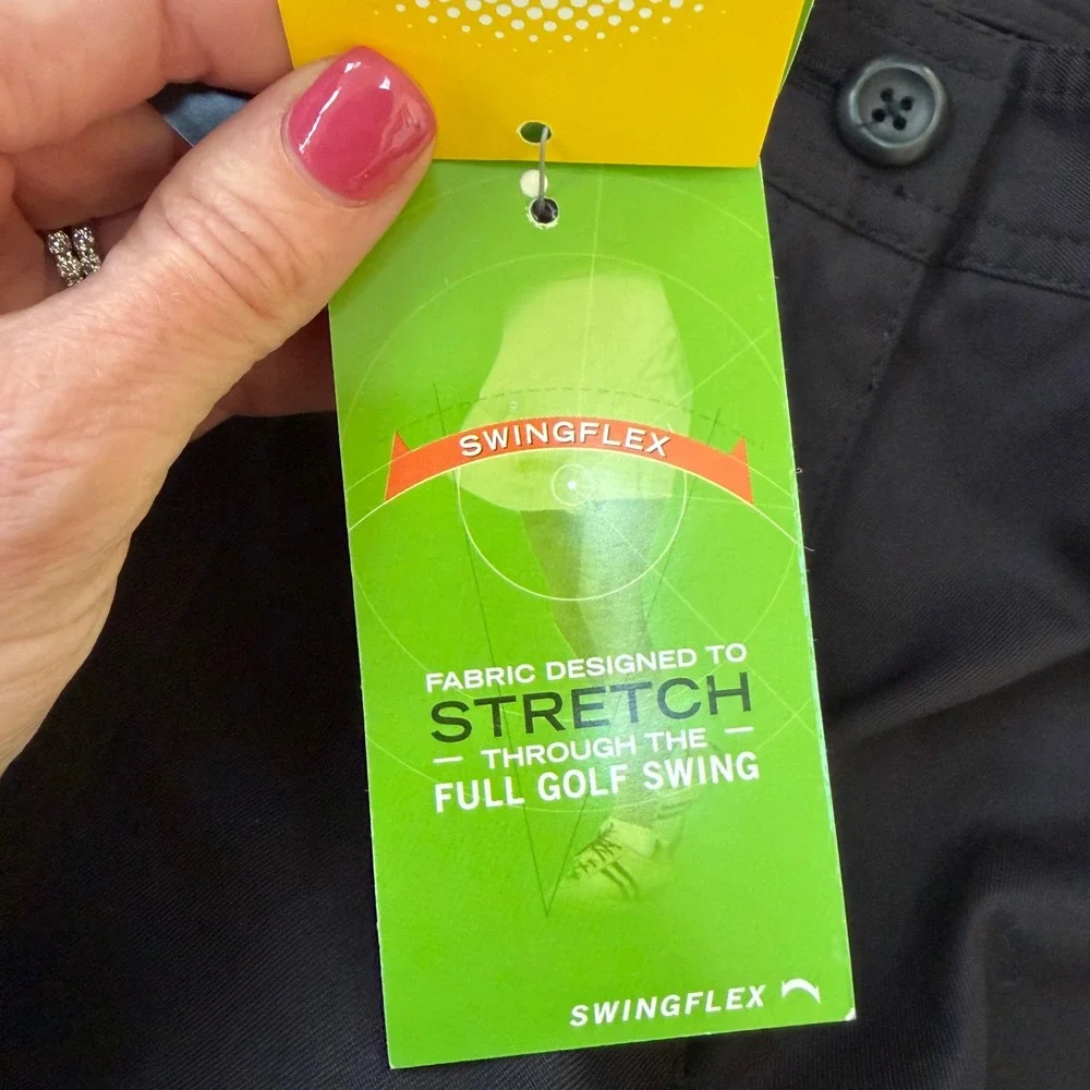 IZOD Golf Womens Black Swingflex Stretch Bermuda Shorts UPF 50 Size 2 NEW - Picture 9 of 13
